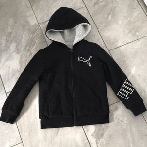 PUMA Boys Logo Black Sherpa Zip Hoodie | 6